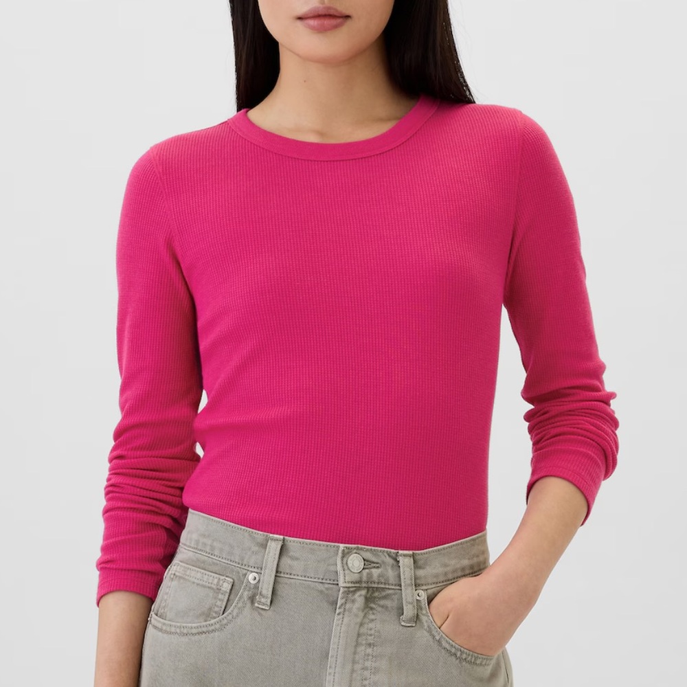On 34th Macy's XXS Long sleeve stretch ribbed shirt magenta pink